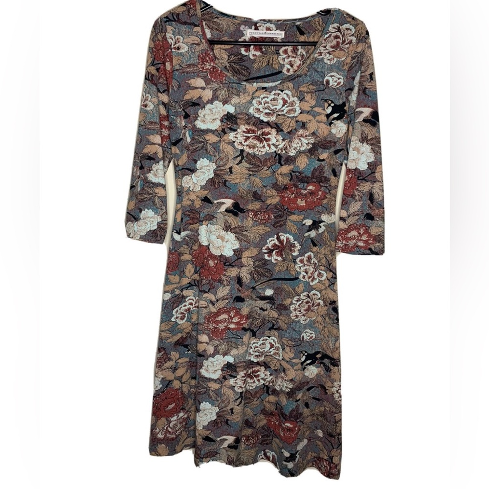 Peruvian Connection XS Cotton Printed A Line Shirt Dress 1/2 Sleeve